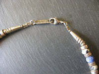 Silver, Dalmation Agate and Facet Sodalite Necklace