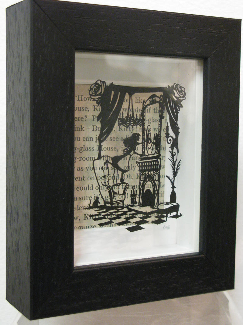 Through the Looking Glass - Hand-Cut Miniature Paper Cut by Loz Morgan (from a design by Paper Panda)