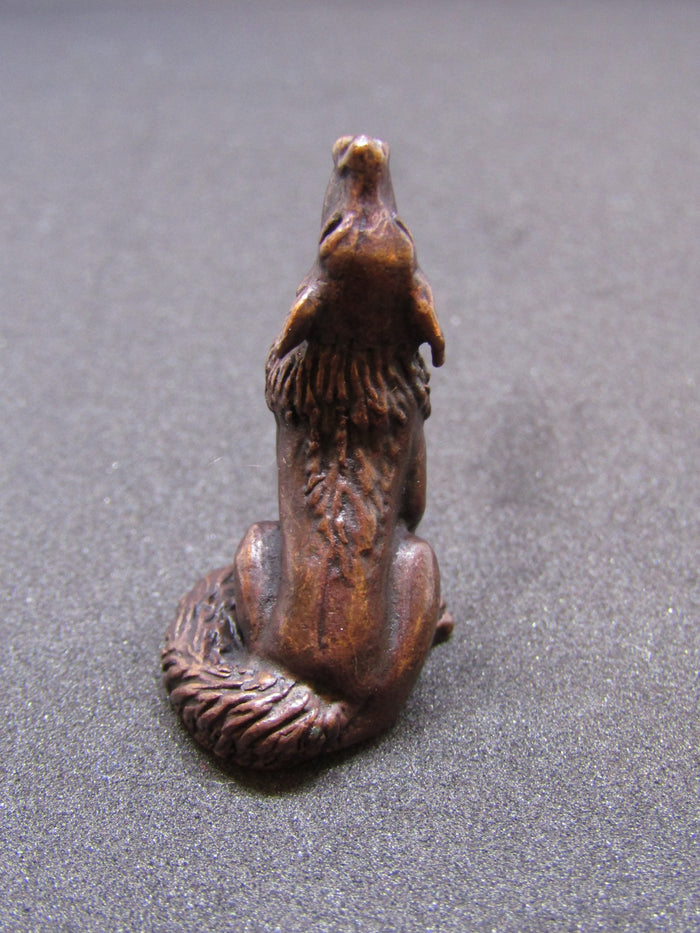 Miniature Bronze Howling Wolf