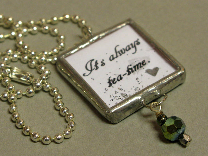 It's Always Tea Time Art Jewellery Pendant Necklace