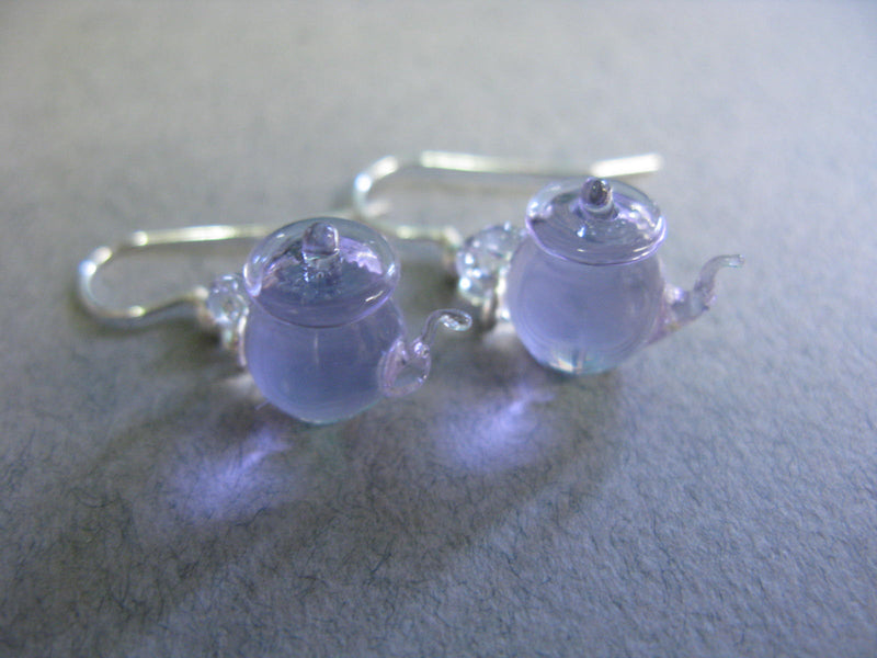 Tiny Teapot Earrings - Pinky Purple by Glenn Godden