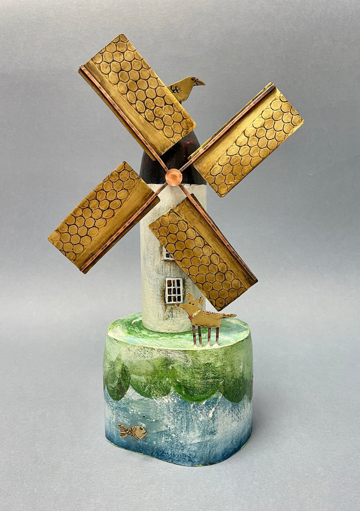 White Windpump with dog by Frances Noon