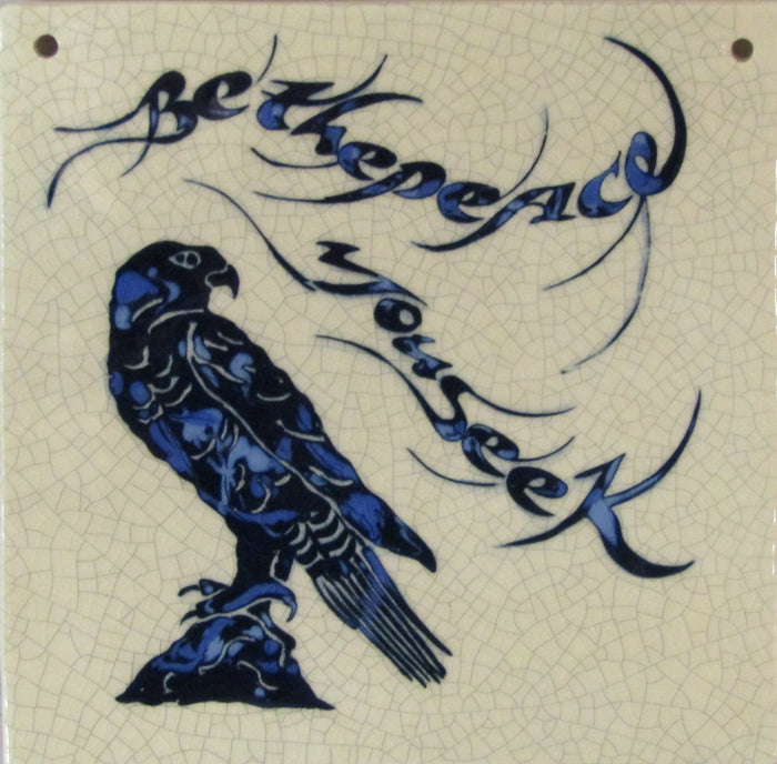 Large Ceramic Hawk Tile "Be the Peace you Seek" by Mel Chambers