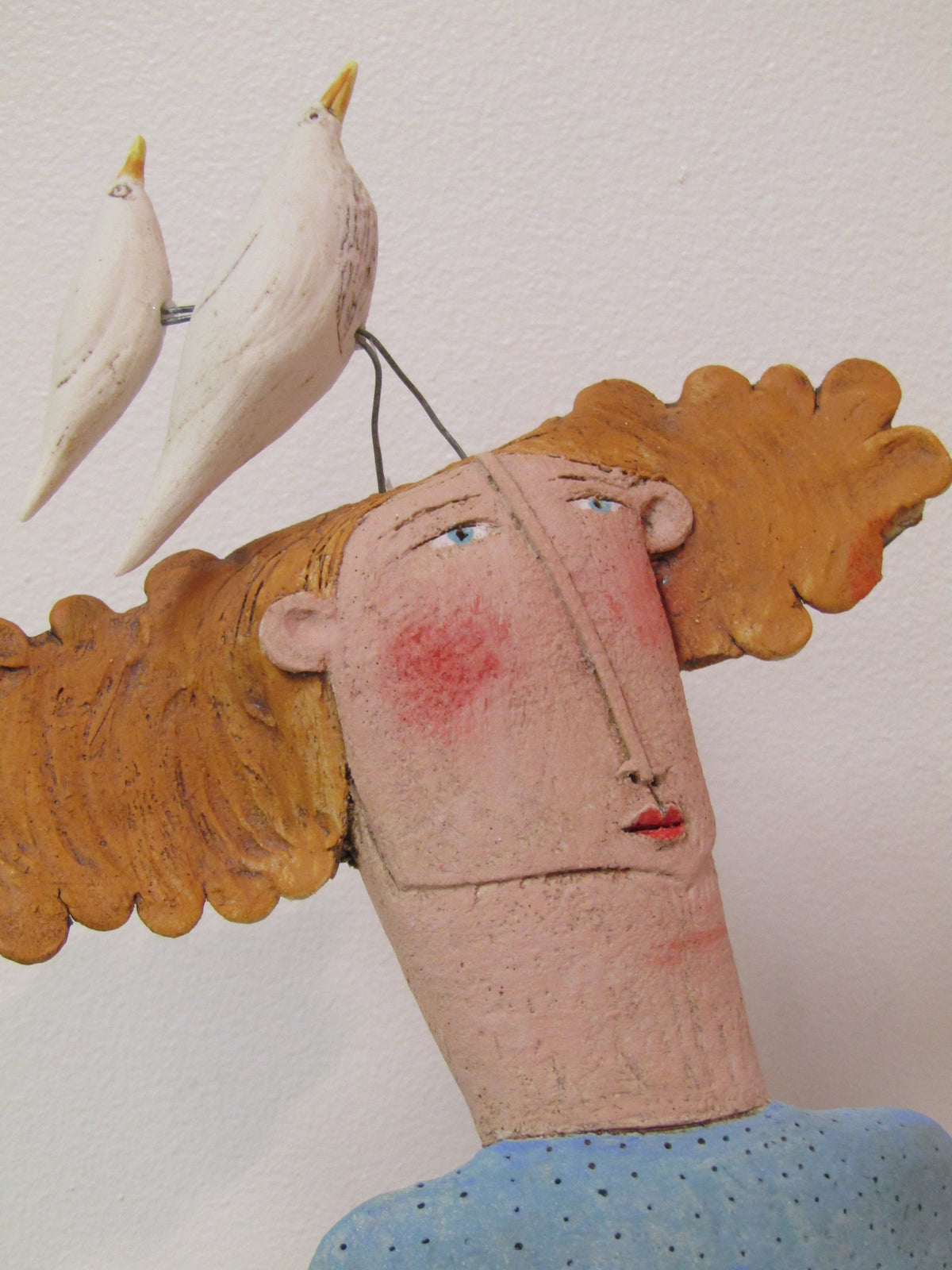 Tall Lady With Two White Birds On Her Head by Sarah Saunders