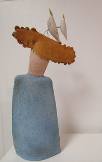 Tall Lady With Two White Birds On Her Head by Sarah Saunders
