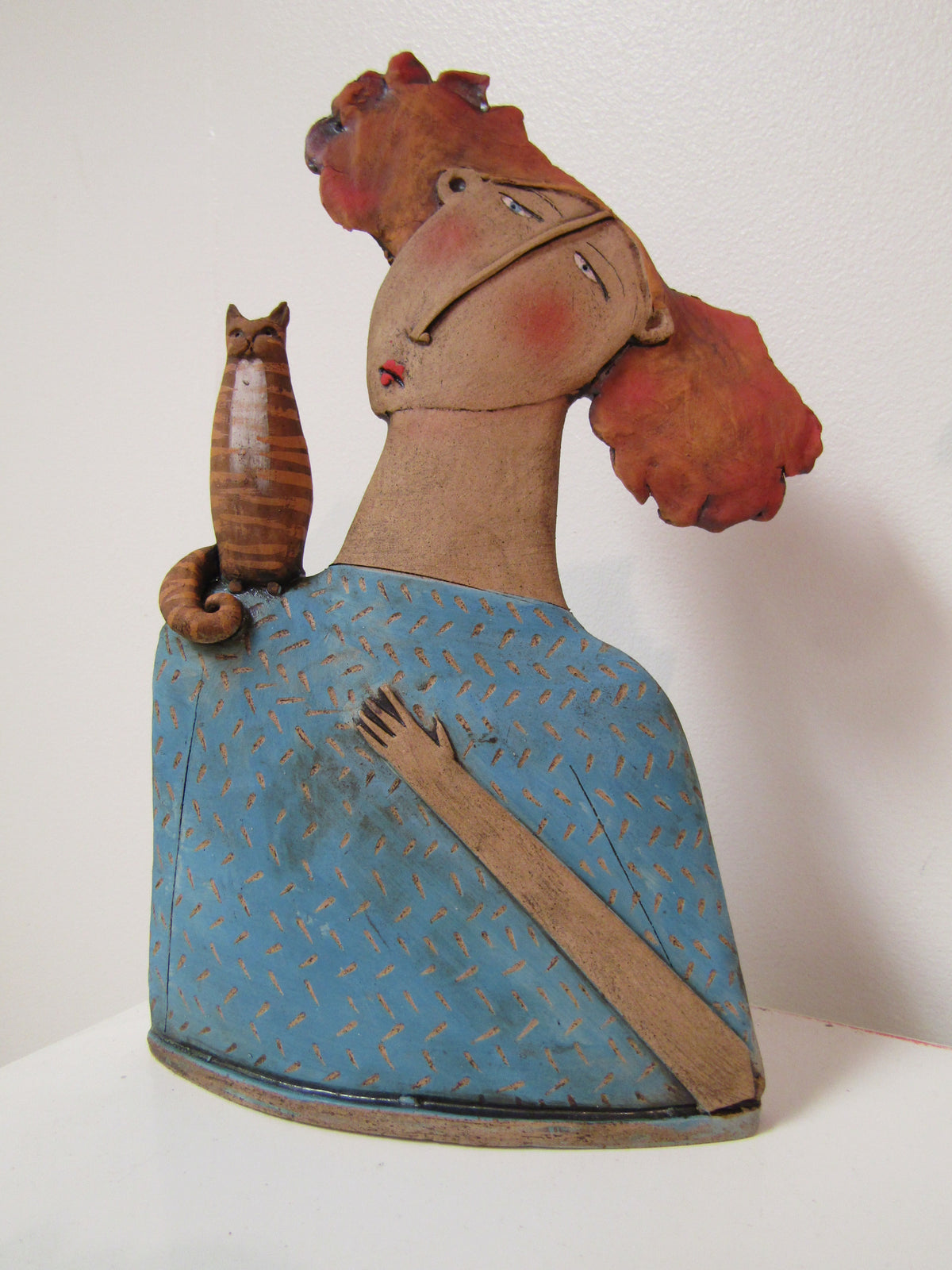Small Lady With Ginger Cat by Sarah Saunders