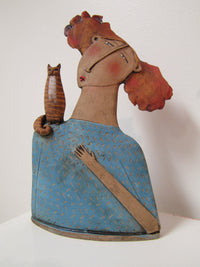 Small Lady With Ginger Cat by Sarah Saunders