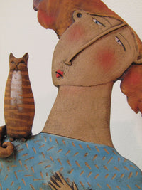 Small Lady With Ginger Cat by Sarah Saunders