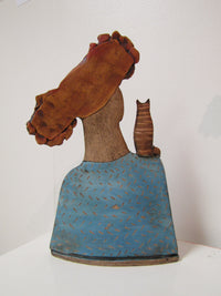 Small Lady With Ginger Cat by Sarah Saunders
