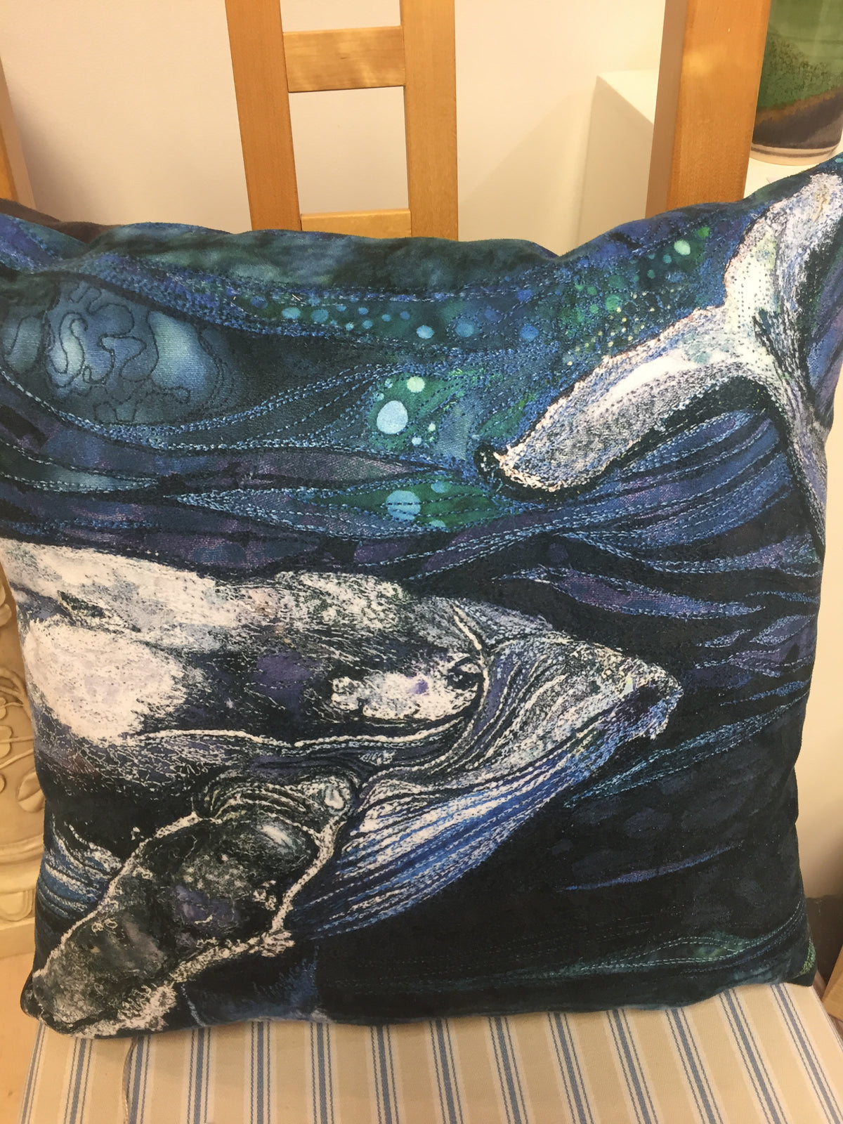 Whales - Cushion by Rachel Wright