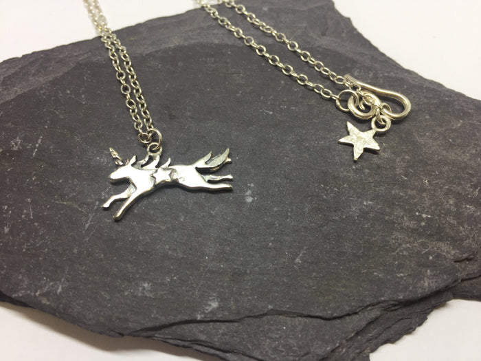 Sterling Silver Unicorn Necklace by Jesa Marshall