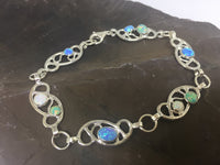 Silver Wire Work Bracelet with Green, Blue & White Opals by David Weinberger (Lavan Jewellery)