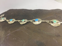 Silver Lily Pad Bracelet with Green & Blue Opals