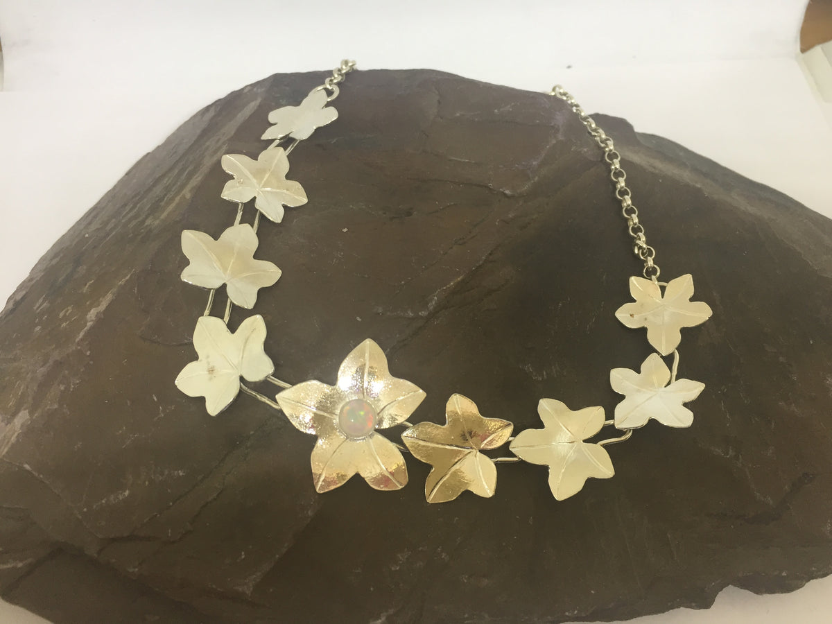 Ivy Leaf Necklace with Opal
