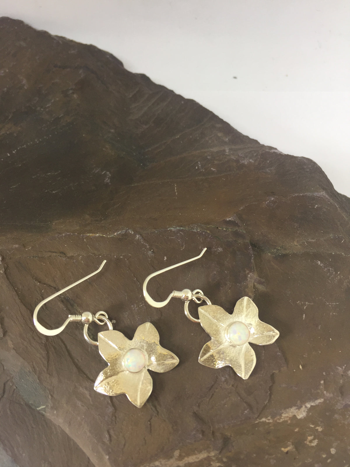 Ivy Leaf Drop Earrings with Opals