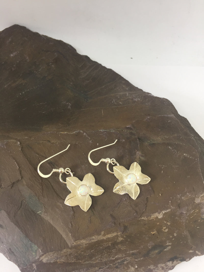 Ivy Leaf Drop Earrings with Opals