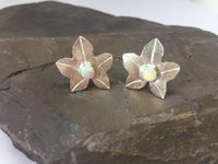 Ivy Leaf Stud Earrings with Opals