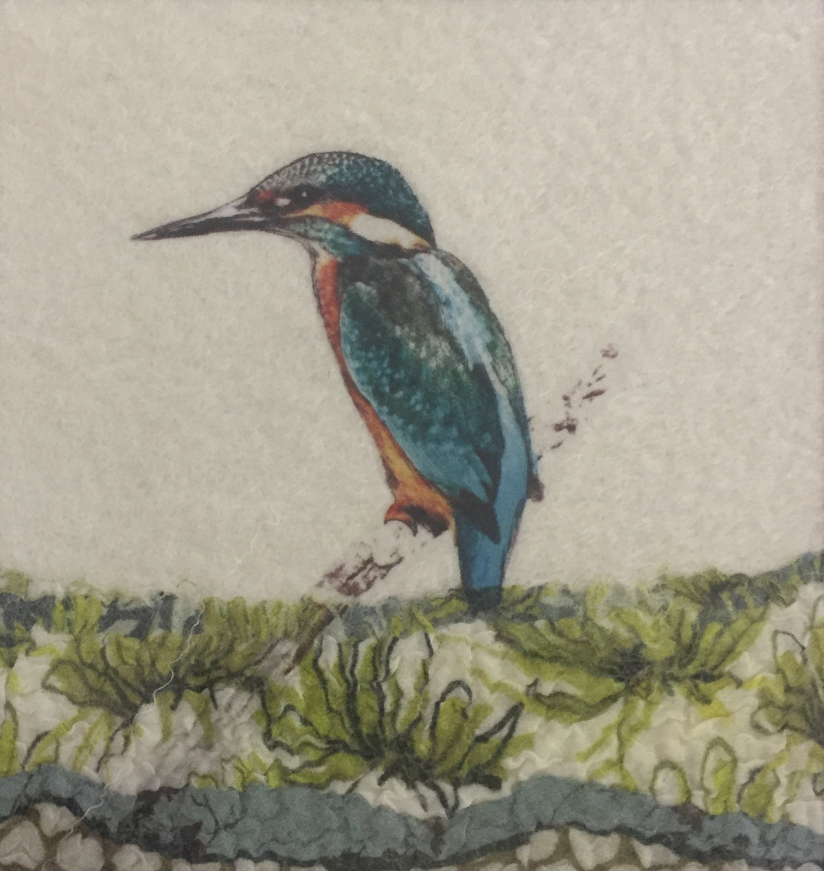 Kingfisher - textile art by Lindsey Tyson