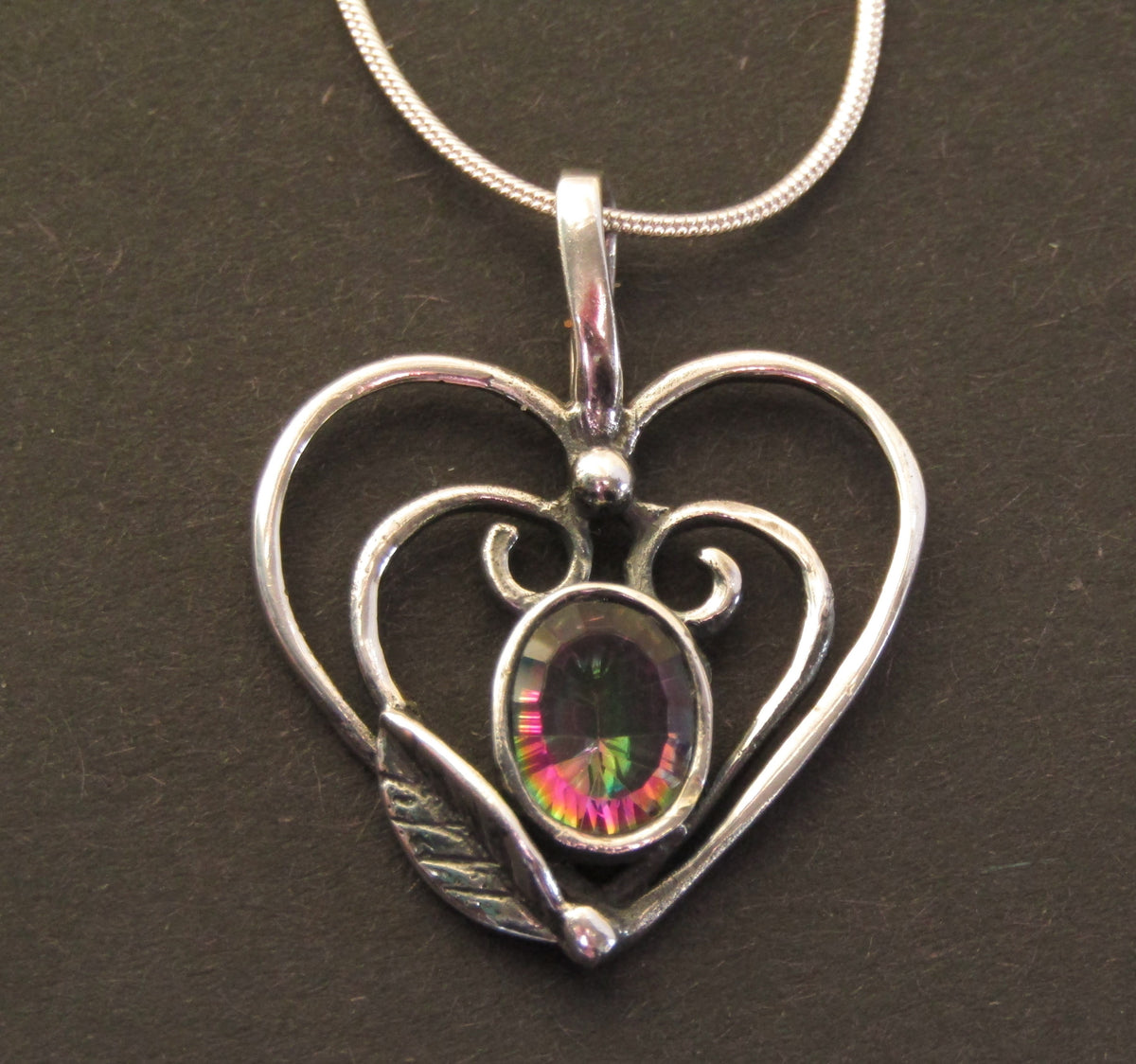 Heart  Pendant in Sterling Silver with Mystic Topaz by Madeleine Blaine