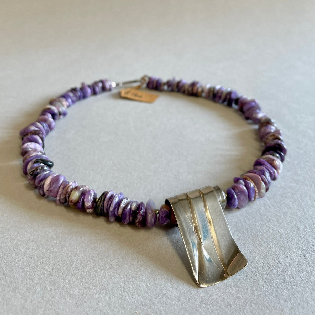 Amethyst and Silver Necklace by Angela Learoyd