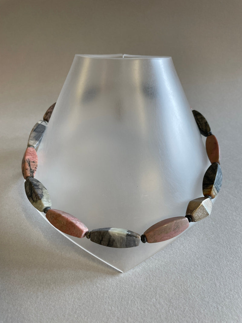 Pink and Grey Jasper Necklace by Angela Learoyd