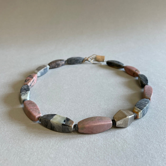Pink and Grey Jasper Necklace by Angela Learoyd