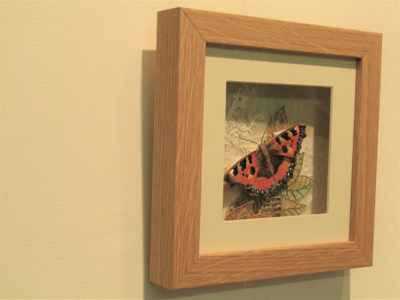 Framed Textile Painted Lady Butterfly by Vikki Lafford Garside