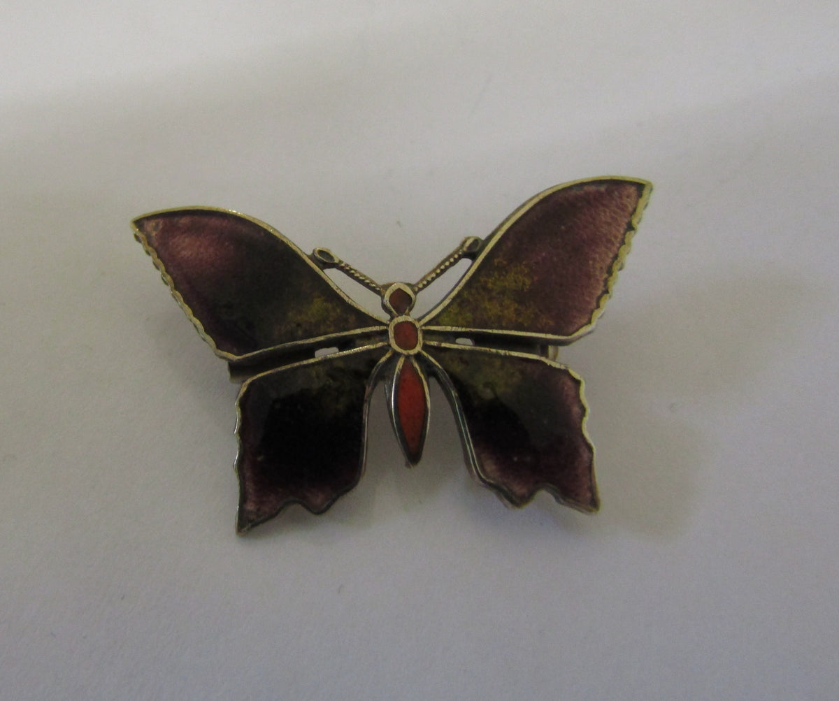 Enamelled Purple Butterfly Brooch, Jess Lelong