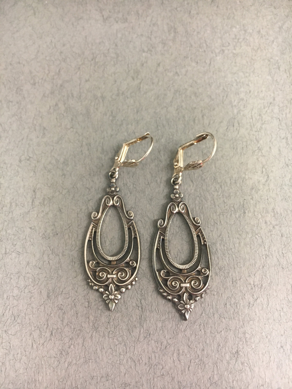 Art Deco Inspired Oxidised Teardrop Earrings by Jess Lelong
