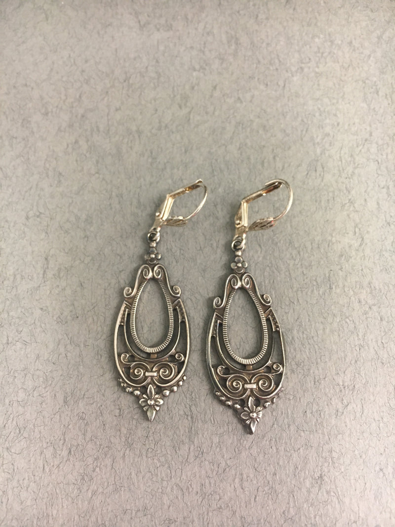 Art Deco Inspired Oxidised Teardrop Earrings by Jess Lelong