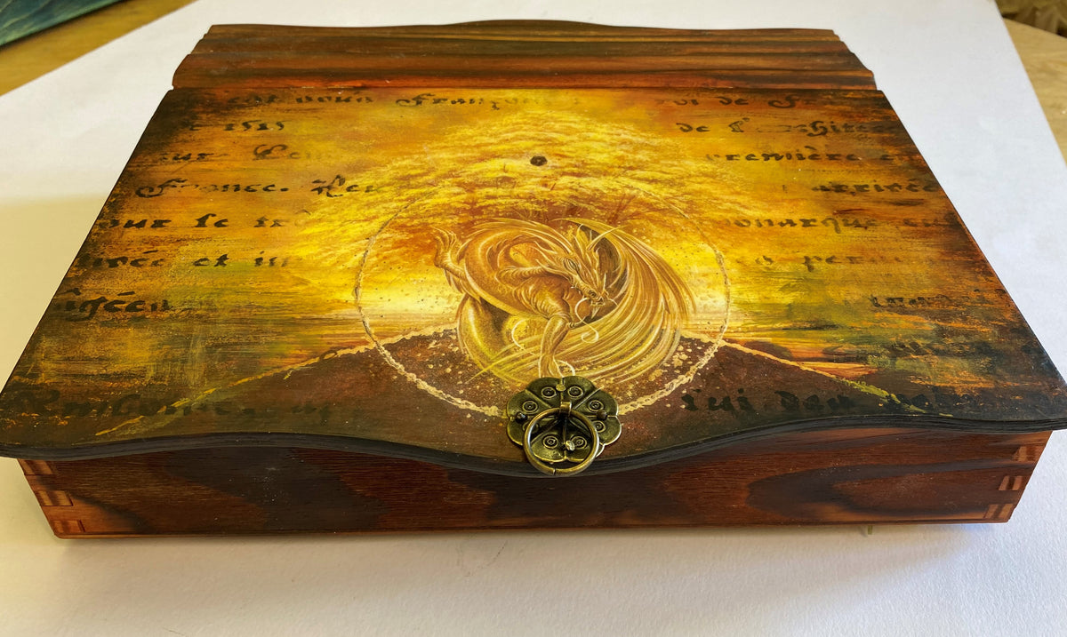 Wooden Bureau / Jewellery / Keepsake Box by Monika Maksym featuring Mark Duffin Artwork