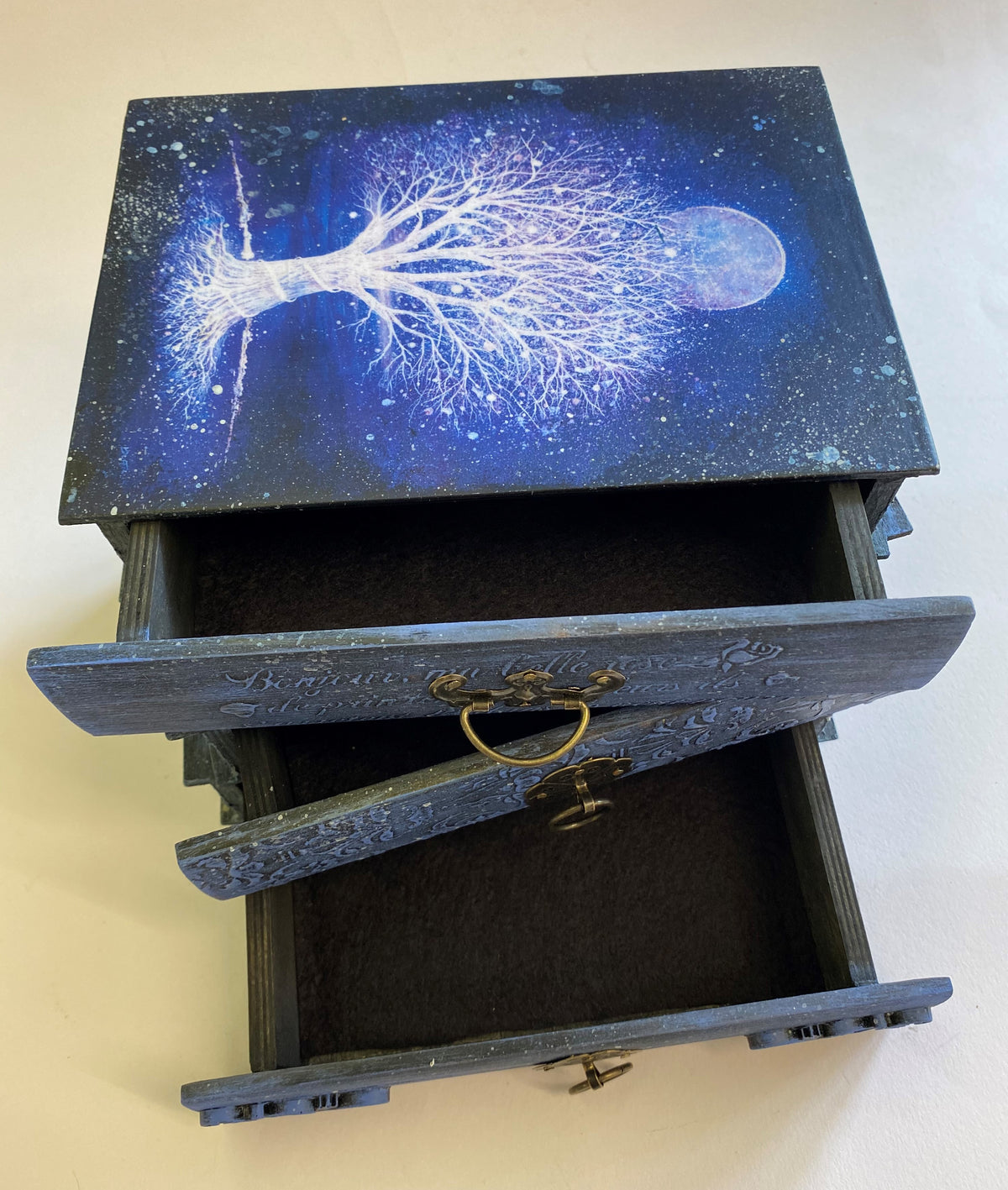 Book Shape Wooden Jewellery Drawers by Monika Maksym featuring Artwork by Mark Duffin