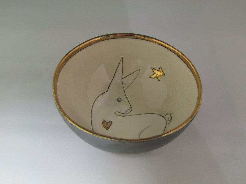 Small bowl with Sitting Hare and Gold Detailing