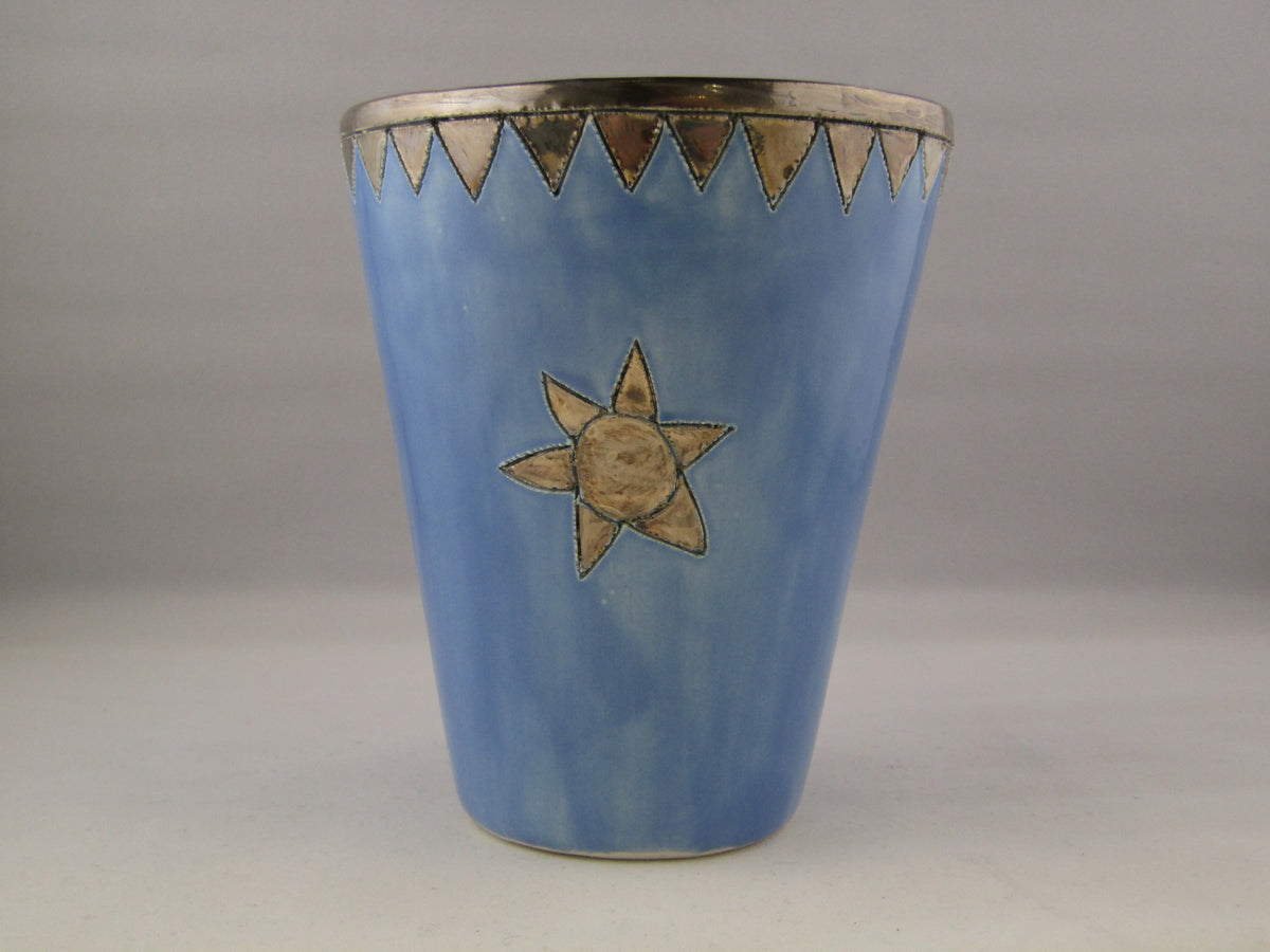 Large Light Blue Beaker with Platinum Detailing by Sophie Smith