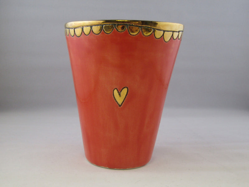 Large Red Beaker with Gold Detailing by Sophie Smith