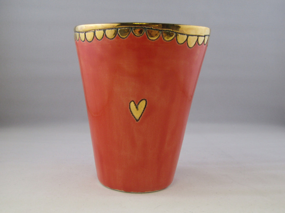 Large Red Beaker with Gold Detailing by Sophie Smith