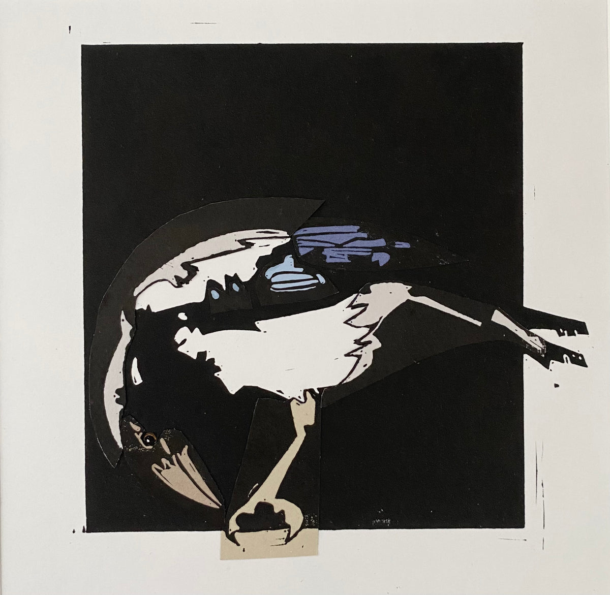 "Magpie" mixed media by Jenni Cator