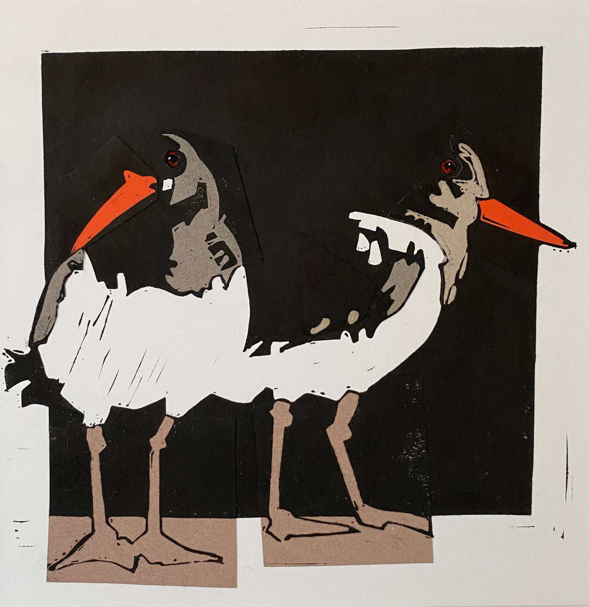 "Pair of Oystercatchers" mixed media by Jenni Cator