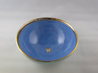 Small Turquoise and Light Blue Bowl with Gold Detailing
