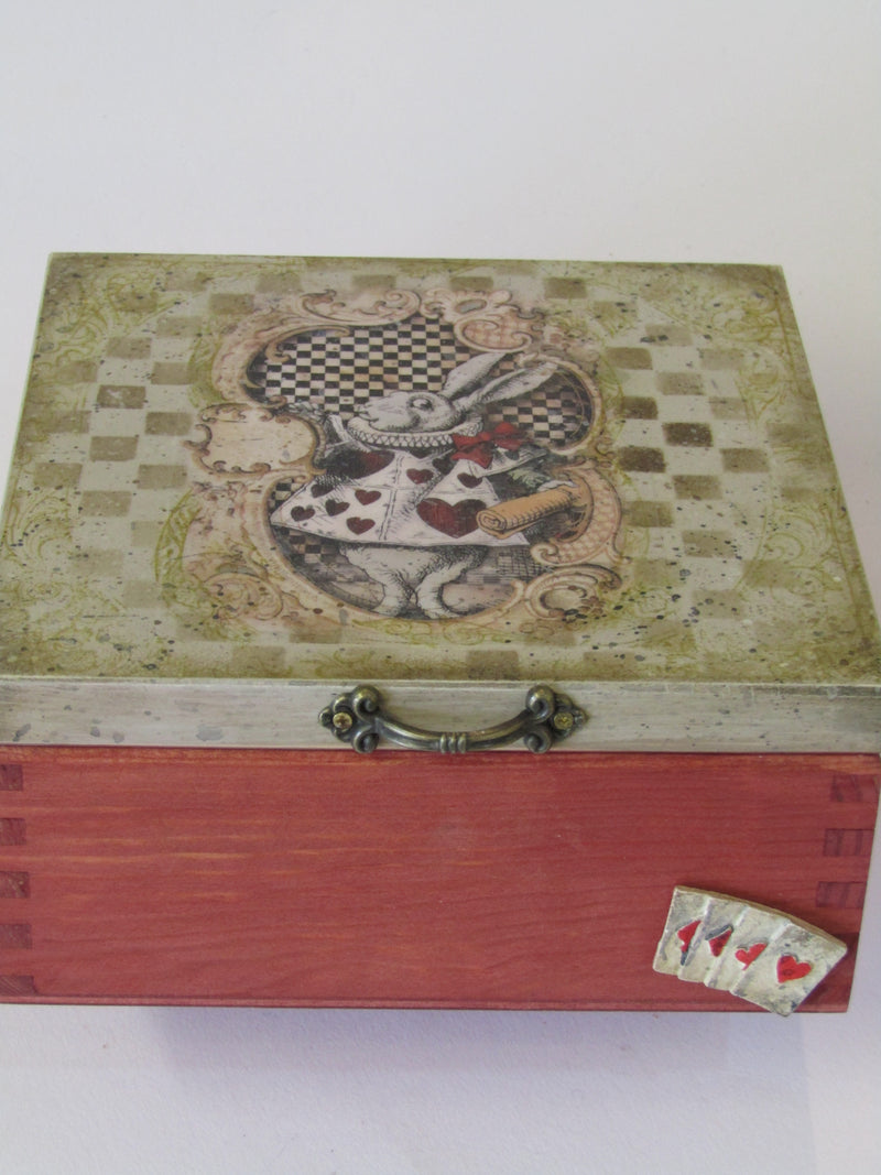 White Rabbit Design Wooden Tea Box