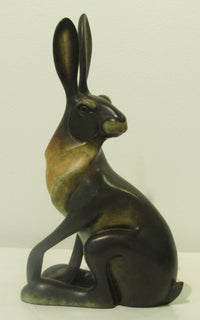 Hare Sitting Bronze Sculpture by David Meredith