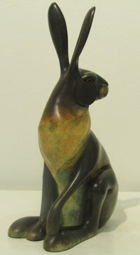 Hare Sitting Bronze Sculpture by David Meredith