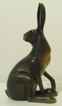 Hare Sitting Bronze Sculpture by David Meredith