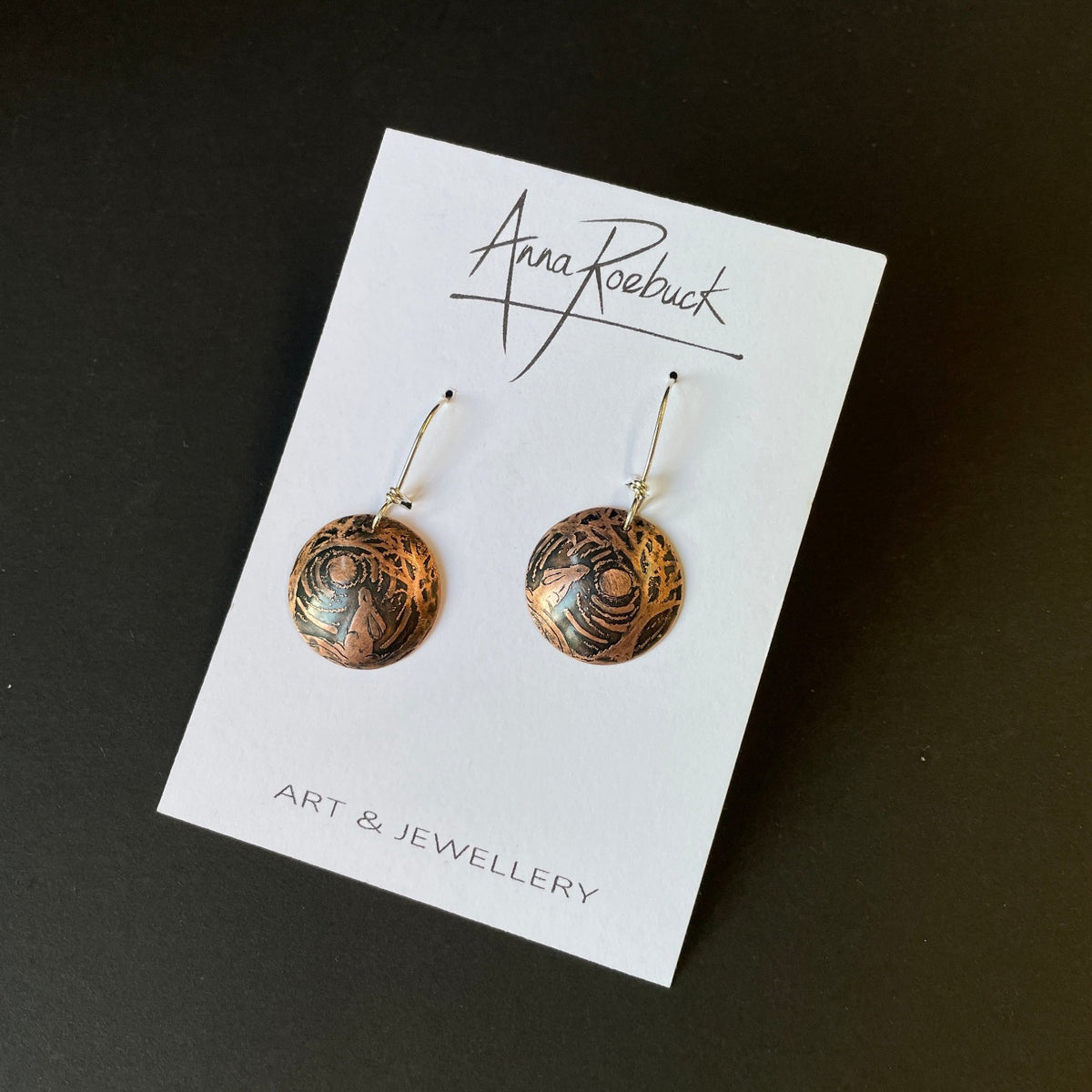 Moongazing copper earrings by Anna Roebuck
