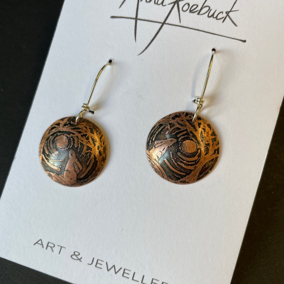 Moongazing copper earrings by Anna Roebuck