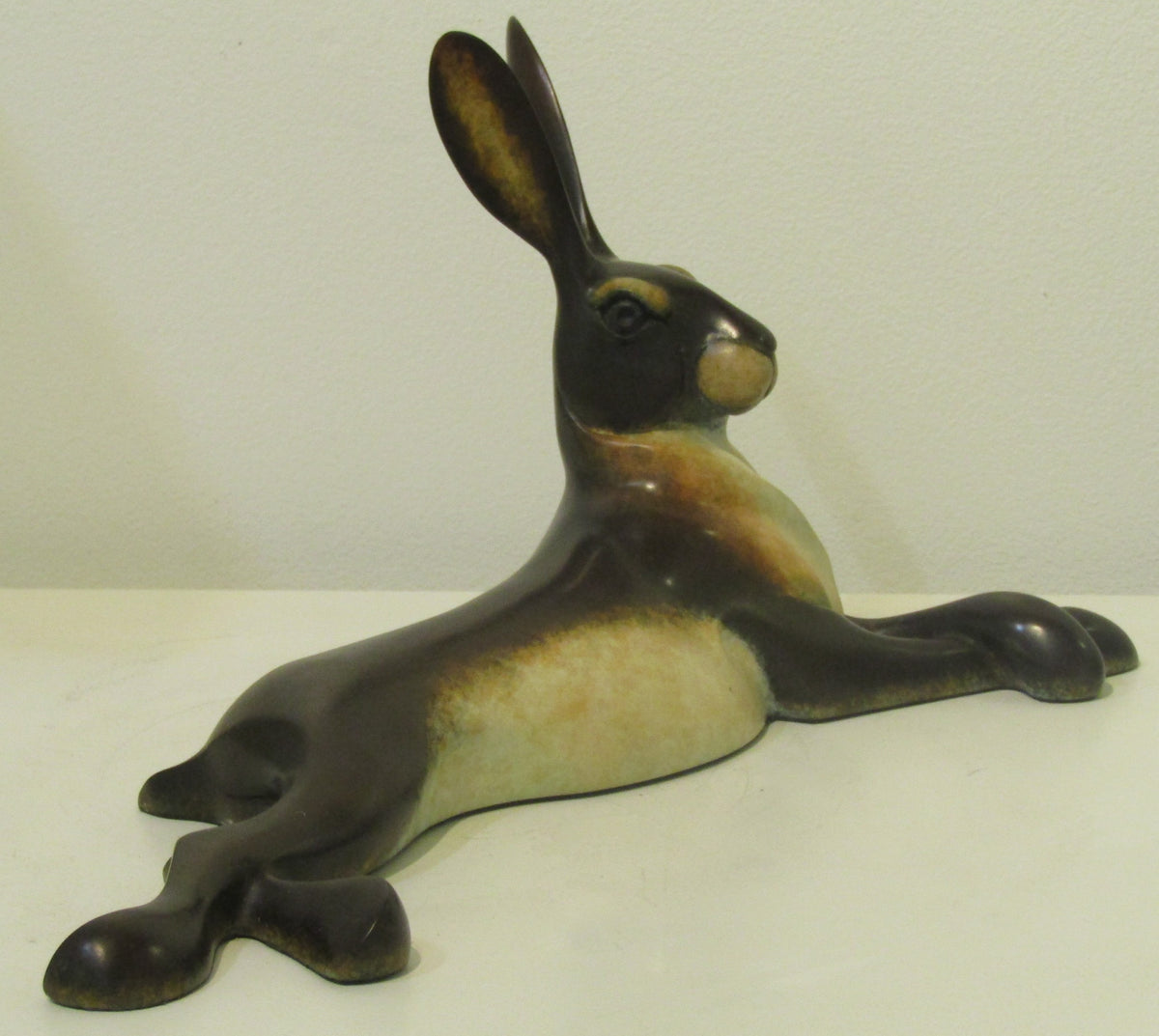Hare Lying Bronze Sculpture by David Meredith