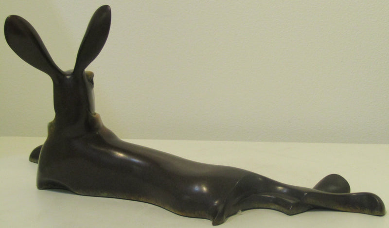 Hare Lying Bronze Sculpture by David Meredith