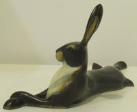 Hare Lying Bronze Sculpture by David Meredith