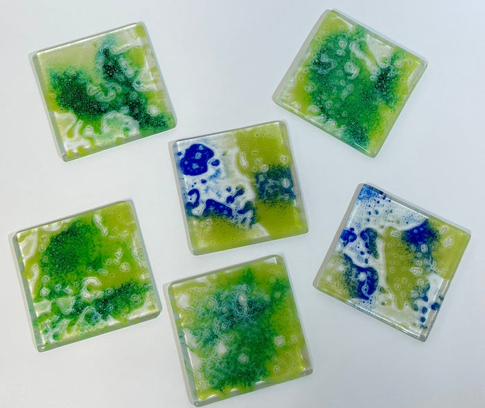 Glass splatter coasters by Ewa Wawryzniak