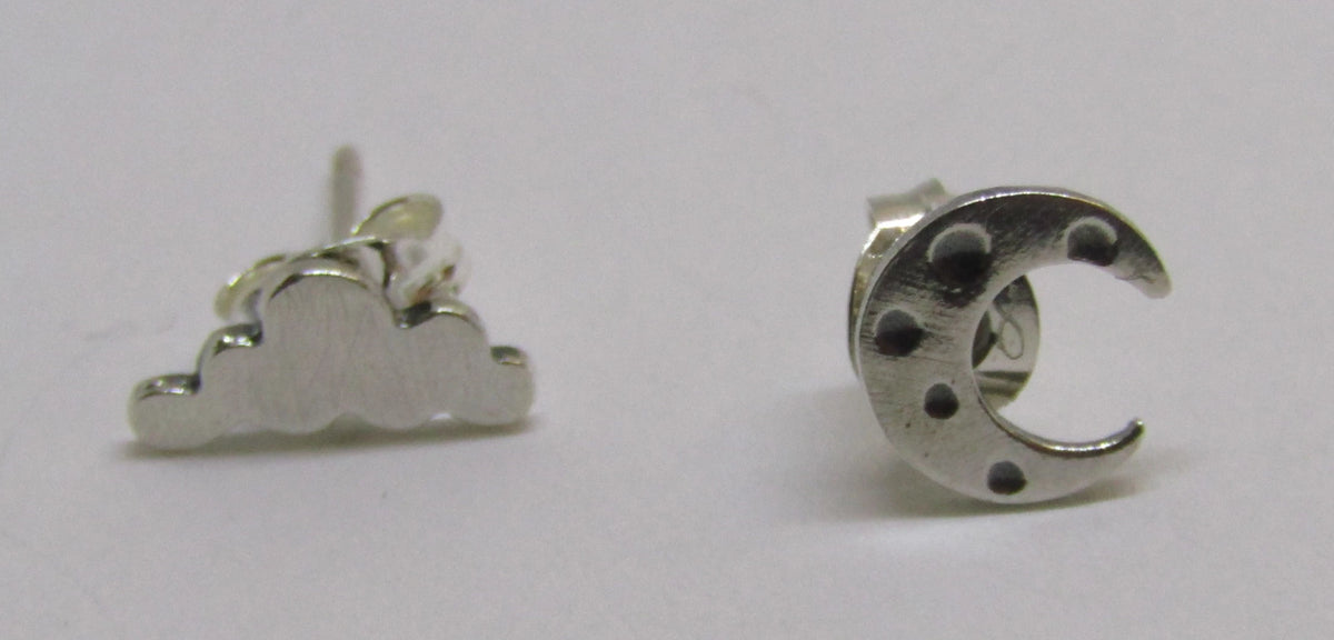 Moon and Cloud Stud Earrings by Katie Stone